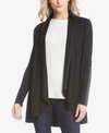 KAREN KANE FAUX-LEATHER-TRIM CARDIGAN