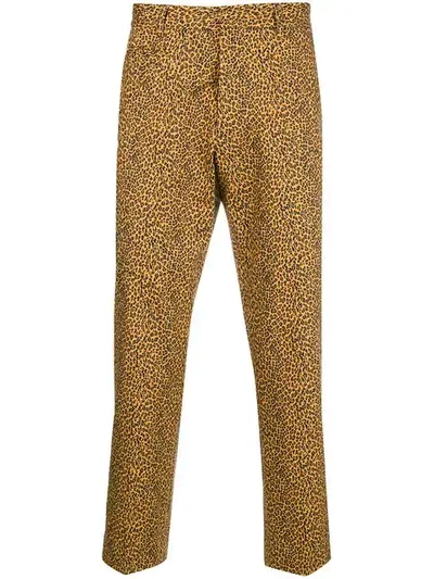 R13 Leopard Printed Cropped Trousers In Neutrals