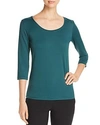 Hugo Boss Scoop Neck Stretch Jersey Top In Green