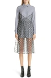SANDY LIANG EMBROIDERED OVERLAY SHIRTDRESS,D24