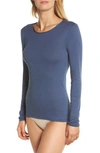 Hanro Satin-trimmed Cotton-jersey Top In Horizon Blue