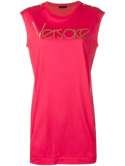 Versace 无袖logo上衣 In Red