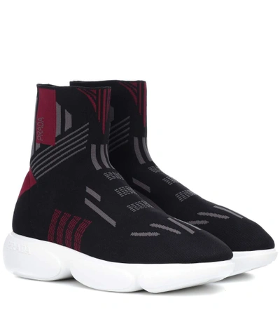 Prada Black, Grey And Red Cloudbust 40 High-top Sneakers