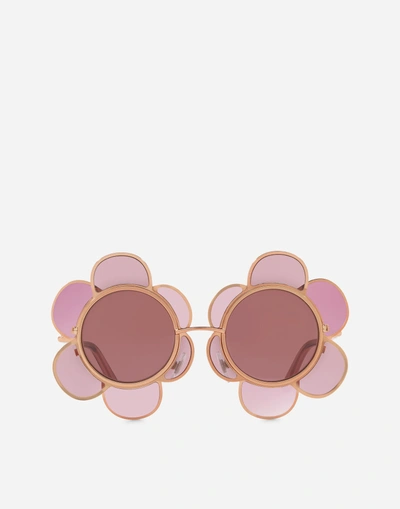 Dolce & Gabbana 3d Rose Sunglasses In Gold