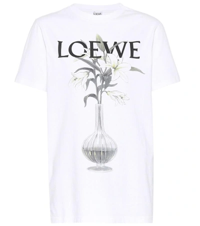 Loewe Logo Printed Cotton Jersey T-shirt In White