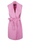 ROCHAS SLEEVELESS BELTED COAT,10675392