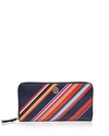 TORY BURCH ROBINSON STRIPED ZIP LEATHER CONTINENTAL WALLET,50215