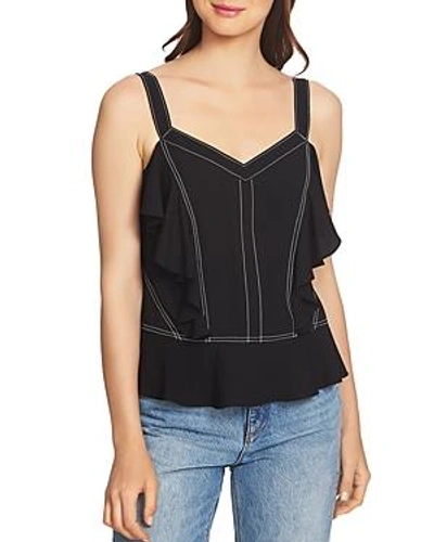 1.state Contrast-stitched Ruffle Camisole In Rich Black