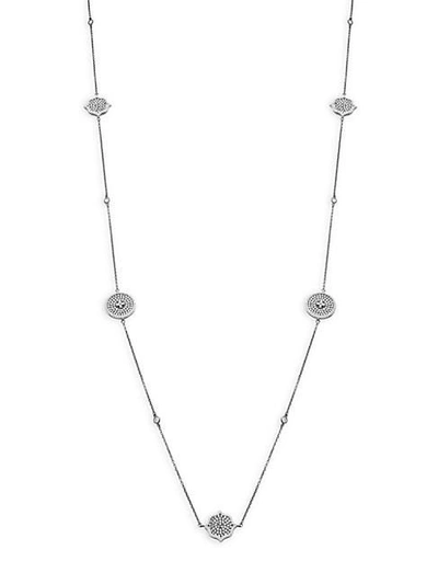 Freida Rothman Pavé Clover Coin Sterling Silver Station Necklace In Gold