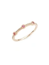 KC DESIGNS 14K Rose Gold, Pink Sapphire & Diamond Ring,0400099239774