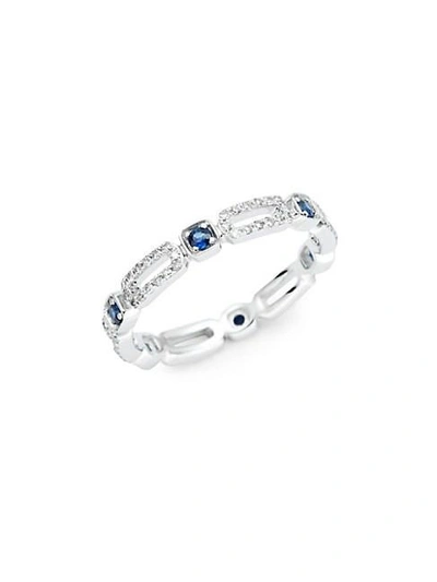 Kc Designs 14k White Gold, Sapphire & Diamond Link Ring