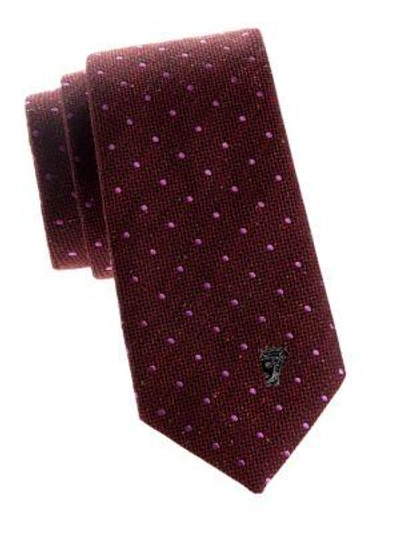 Versace Dotted Silk Tie In Red