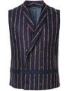 SARTORIAL MONK SARTORIAL MONK STRIPED DOUBLE-BREASTED WAISTCOAT - BLUE