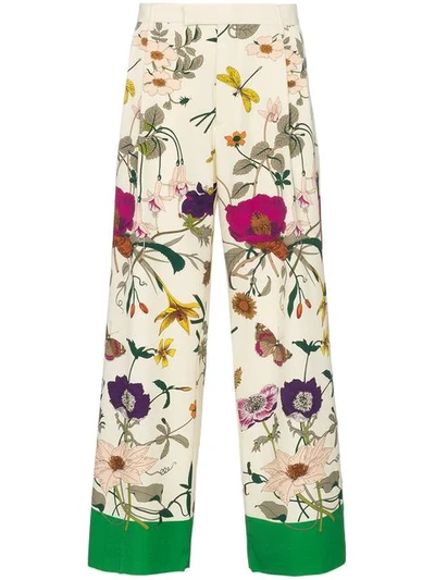 Gucci Floral Print Wide-leg Wool Trousers In 3067 Flora
