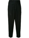 SARTORIAL MONK SARTORIAL MONK CROPPED TAPERED TROUSERS - BLACK