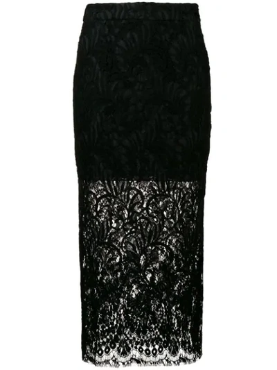 Stella Mccartney Wool-blend Leavers Lace Midi Pencil Skirt In Black