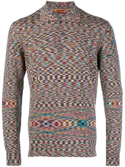 Missoni Fine Knit Polo Top In Black