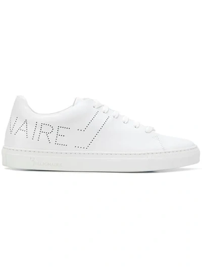 Billionaire Perforated Logo Trainers In White