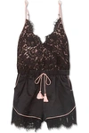 MORGAN LANE EMMA LACE AND CHARMEUSE PLAYSUIT