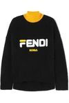 FENDI Embroidered wool and cashmere-blend turtleneck jumper