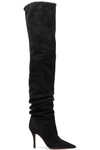 AMINA MUADDI BARBARA CRYSTAL-TRIMMED SUEDE OVER-THE-KNEE BOOTS