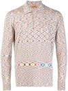 MISSONI MISSONI ABSTRACT PATTERNED POLO TOP - NEUTRALS
