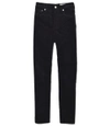 RAG & BONE Black High Rise Velvet Skinny Jeans,210000035082