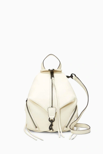 Rebecca Minkoff Mini Julian Pebbled Leather Convertible Backpack - White In Antique White