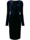 TALBOT RUNHOF STRETCH VELVET FITTED DRESS