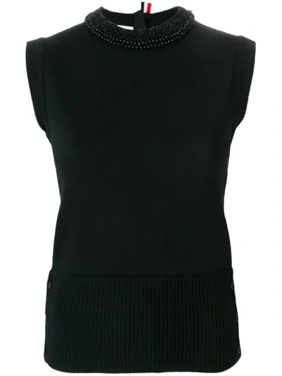 Thom Browne Jersey And Mesh Stitch Shell Top - Black