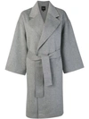 THEORY THEORY BELTED SINGLE BREASTED COAT - GREY