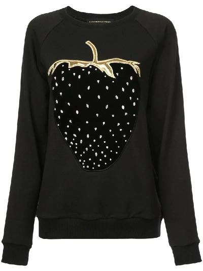 Alexandre Vauthier Strawberry Embroidered Sweatshirt In Black