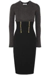 ALTUZARRA ALTUZARRA WOMAN URSULA TWO-TONE LACE UP-DETAILED KNITTED DRESS BLACK,3074457345618987684