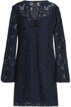 BAILEY44 BAILEY 44 WOMAN SPA DAY COTTON-BLEND LACE MINI DRESS MIDNIGHT BLUE,3074457345619324332