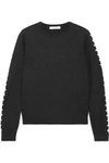 ADEAM ADEAM WOMAN BUTTON-EMBELLISHED SILK SWEATER BLACK,3074457345619001290