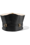 BALMAIN WOMAN EMBELLISHED LIZARD-EFFECT LEATHER WAIST BELT BLACK,US 1874378722872051