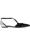 CASADEI CASADEI WOMAN MIRRORED AND SMOOTH LEATHER POINT-TOE FLATS BLACK,3074457345619324495