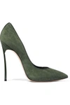 CASADEI CASADEI WOMAN PATENT LEATHER-TRIMMED SUEDE PUMPS LEAF GREEN,3074457345619324106