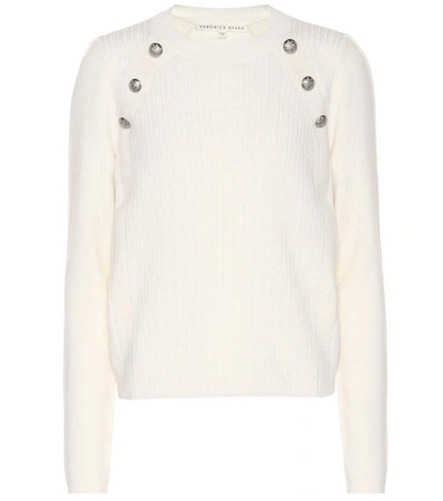 Veronica Beard Pearson Button-embellished Merino Wool Sweater In White