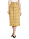 BALENCIAGA Plaid Wool Midi Pencil Skirt