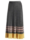 DEREK LAM 10 CROSBY Pleated Metallic Knit Skirt