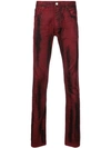 FAGASSENT FAGASSENT DISTRESSED BOOTCUT JEANS - RED