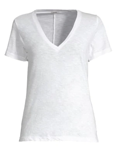 Monrow V-neck Short-sleeve Slub Jersey Tee In White