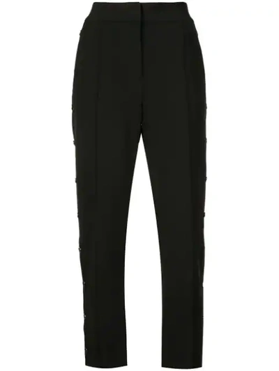 Veronica Beard Irving Straight-leg Snap High-waist Trousers In Black
