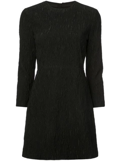 Jason Wu 3/4-sleeve Cloque Jacquard Daytime Mini Dress In Black
