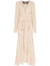 JACQUEMUS V NECK GATHERED CREPE MAXI DRESS