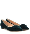 RUPERT SANDERSON NEW AGA VELVET BALLET FLATS,P00343114