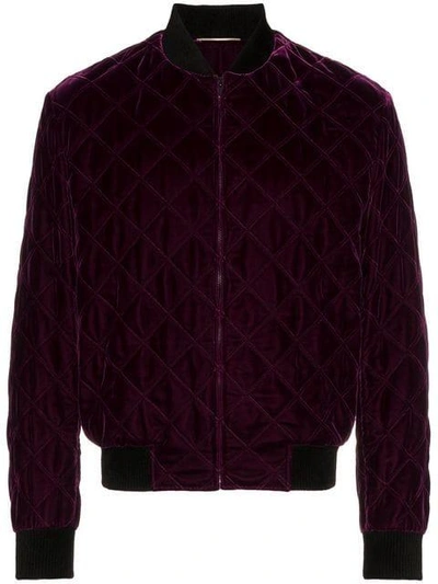 Saint Laurent Velvet Bomber Jacket In Pink