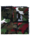 VALENTINO GARAVANI VALENTINO VALENTINO GARAVANI CAMOUFLAGE SCARF - BLACK