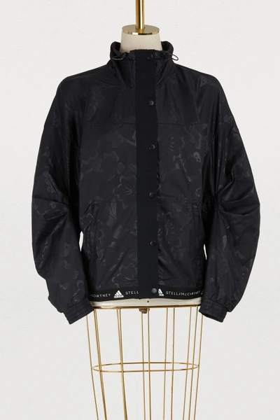 Adidas By Stella Mccartney Run Wind-resistant Floral Performance Jacket In Black